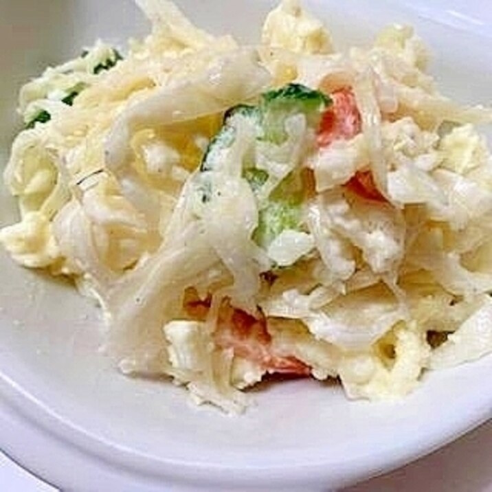 千切りきゃべつと酢玉ねぎでカサ増し ポテサラ